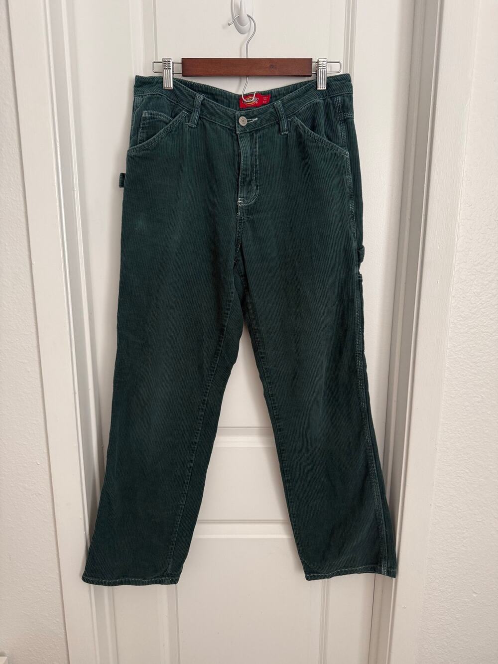 Dickies Green Ribbed Corduroy Grunge Mid Rise Utility Pants Size 5/27